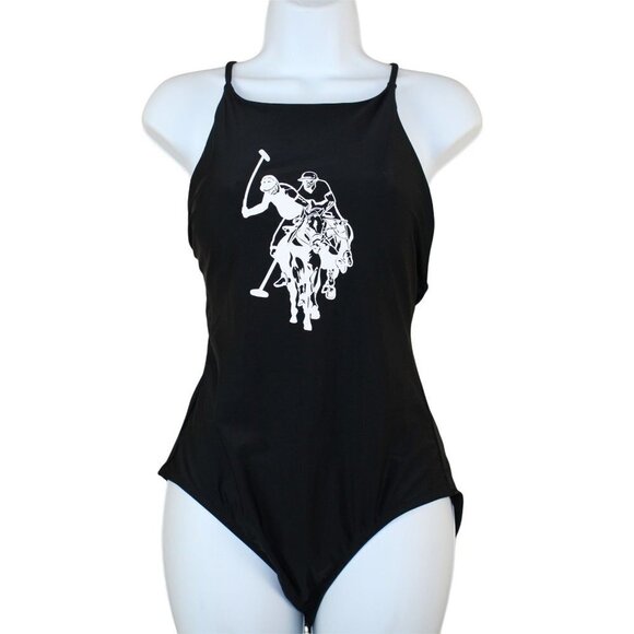 U.S. Polo Assn. Women's Black/white one piece bathing suit Size 8-10(NWT) - Picture 1 of 7